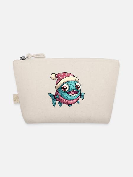 Piranha Fische Weihnachten - Bio-Täschchen - Natur