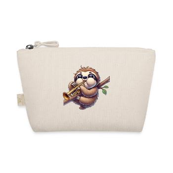 Sloth playing trumpet funny cartoon musician - Organic Pouch - nature - Front