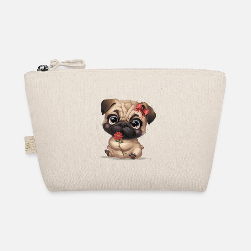 Mops Hundehalter Mops Liebe Blume Bio-Täschchen