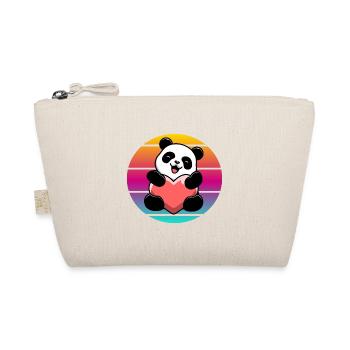 Vintage Panda Bear Heart Sunset - Organic Pouch - nature - Front