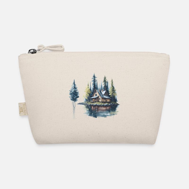 Hütte am See Aquarell - Bio-Täschchen - Natur