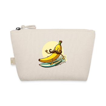 Banane Surft mit Schnurrbart - Bio-Täschchen - Natur - Vorne