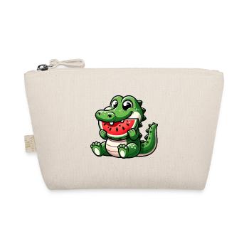 Crocodile With Watermelon Fruity Cute - Organic Pouch - nature - Front