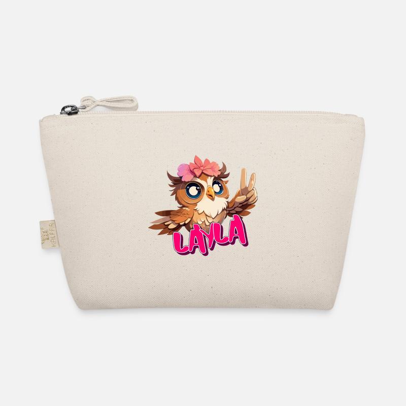LAYLA - Schöner Mädchen Name mit süßer EULE Bio-Täschchen