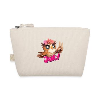 JULY - Beautiful girl name with cute OWL - Organic Pouch - nature - Front