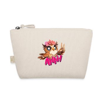 ANNY - Beautiful girl name with cute OWL - Organic Pouch - nature - Front