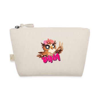 DINA - Beau nom de fille avec hibou mignon - Trousse biologique - nature - Devant