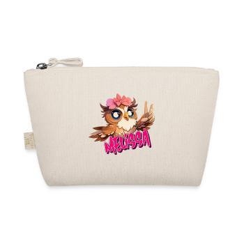 MELISSA - Beautiful girl name with cute OWL - Organic Pouch - nature - Front