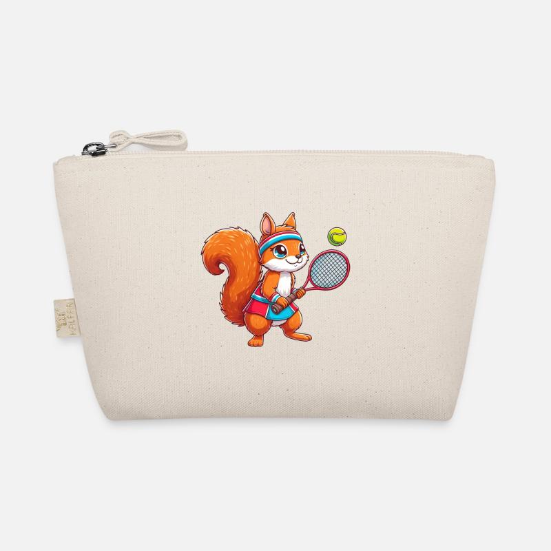Squirrel Tennis Duo - Funny Comic Fun on Organic Pouch