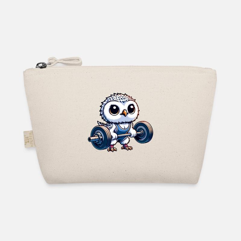Eule mit Hanteln Workout Schneeeule Stemmen Bio-Täschchen