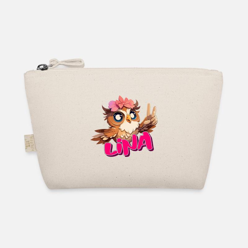 LINA - Schöner Mädchen Name mit süßer EULE Bio-Täschchen
