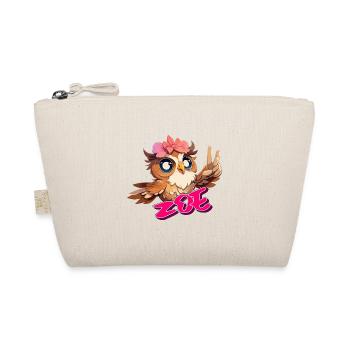 ZOE - Beautiful girl name with cute OWL - Organic Pouch - nature - Front