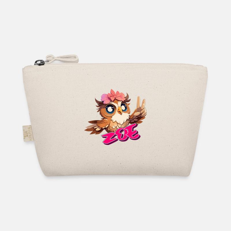 ZOE - Schöner Mädchen Name mit süßer EULE Bio-Täschchen