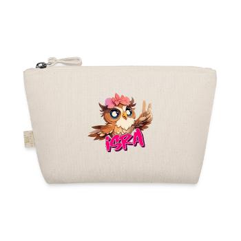 ISRA - Beautiful Girl Name with Cute OWL - Organic Pouch - nature - Front
