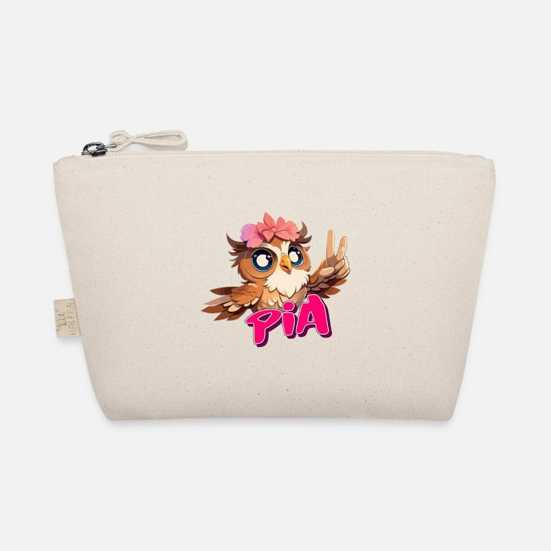 PIA - Schöner Mädchen Name mit süßer EULE Bio-Täschchen