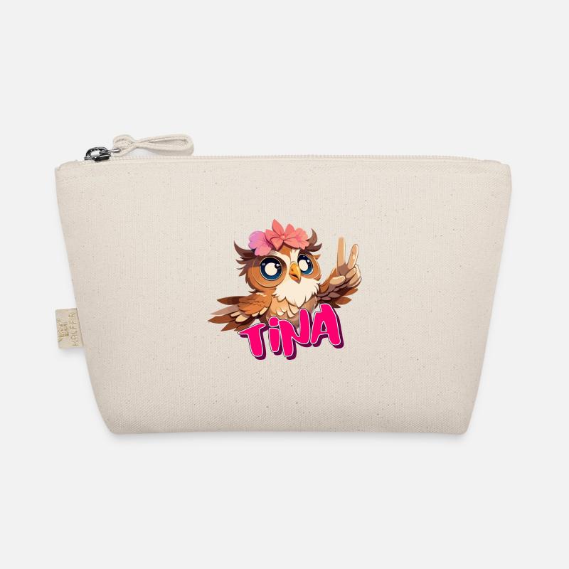 TINA - Schöner Mädchen Name mit süßer EULE Bio-Täschchen