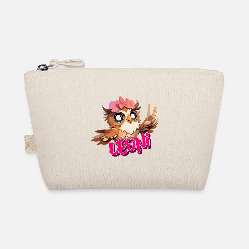 LEONI - Schöner Mädchen Name mit süßer EULE Bio-Täschchen