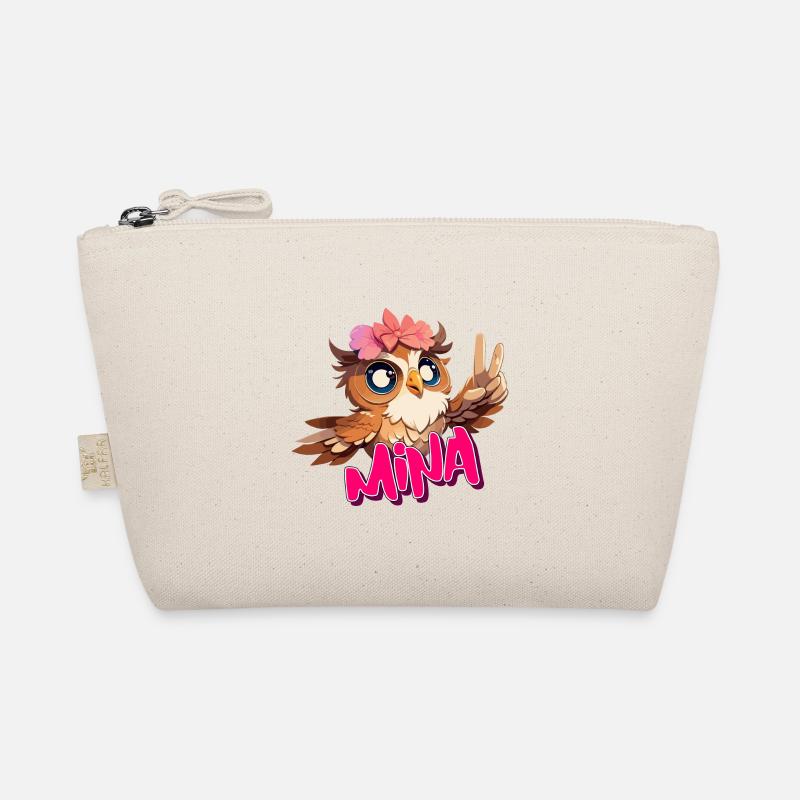 MINA - Schöner Mädchen Name mit süßer EULE Bio-Täschchen