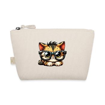 Süße Katze mit großer Nerd-Brille - Bio-Täschchen - Natur - Vorne