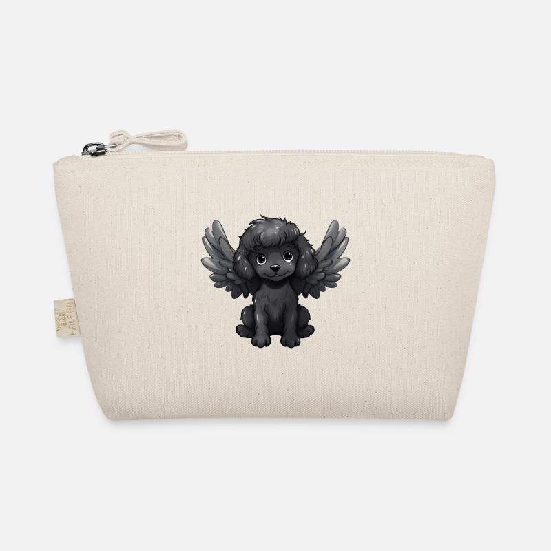Chien caniche fourrure noire ailes d'ange bande dessinée mignonne Trousse biologique