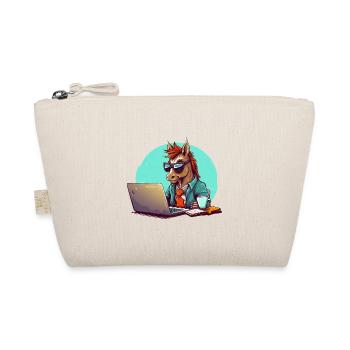 Horse Power CEO - Coffee and Laptop in Business - Organic Pouch - nature - Front