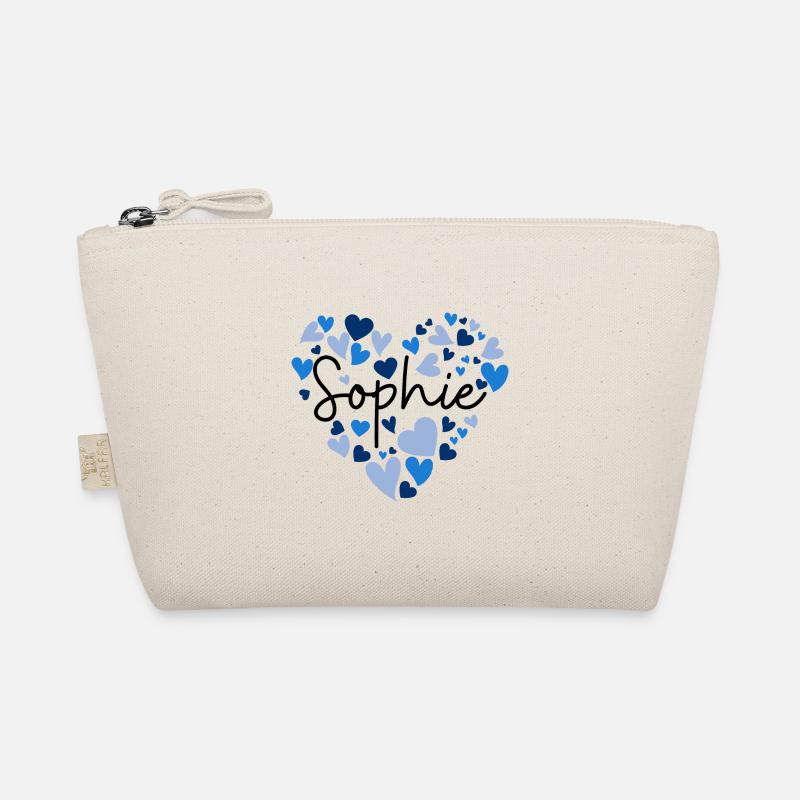 Ich liebe Sophie Herzen in Blau - Bio-Täschchen - Natur