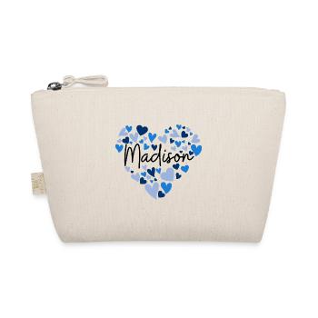 Madison Namensdesign mit herzförmigen blauen Herzen - Bio-Täschchen - Natur - Vorne
