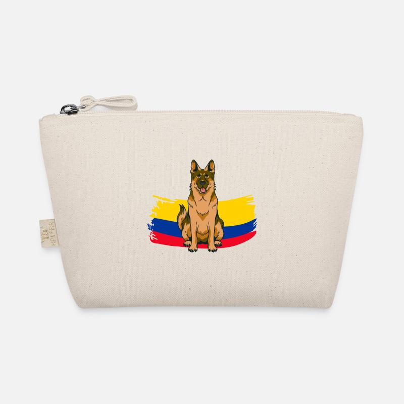 German Shepherd with Colombia Flag Organic Pouch
