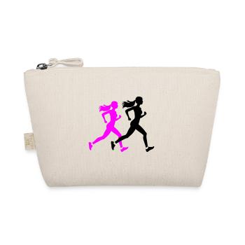 Running Marathon Woman Silhouette - Organic Pouch - nature - Front