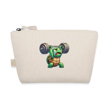 Exhausted turtle with dumbbell cartoon - Organic Pouch - nature - Front