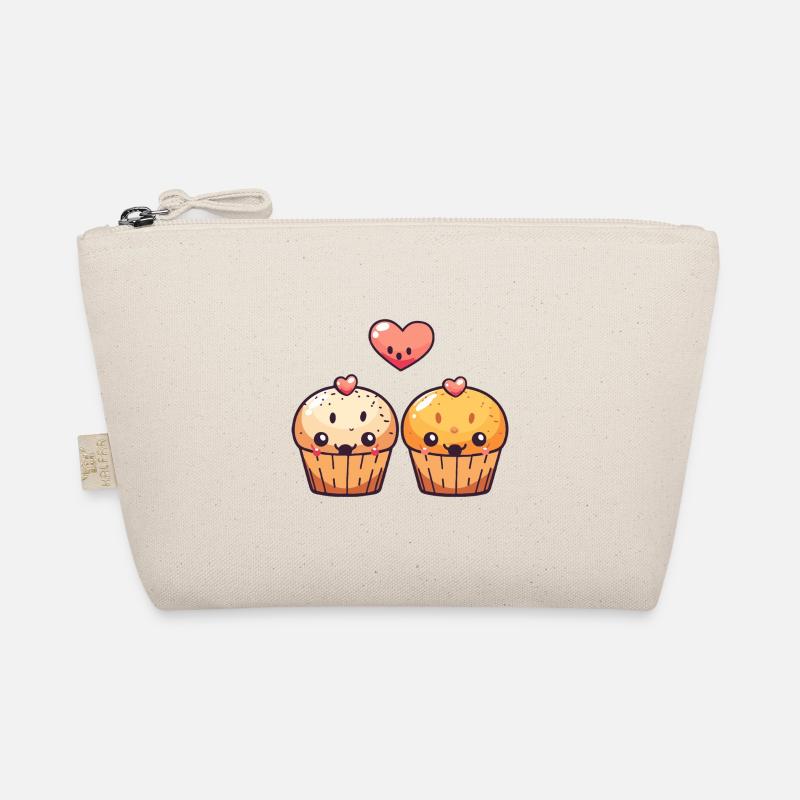 Cupcake Paar Liebe Herz Comic Bio-Täschchen