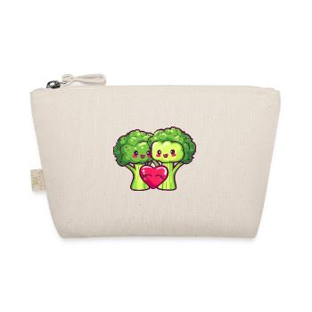Broccoli Couple Love Heart Valentine's Day - Organic Pouch - nature - Front