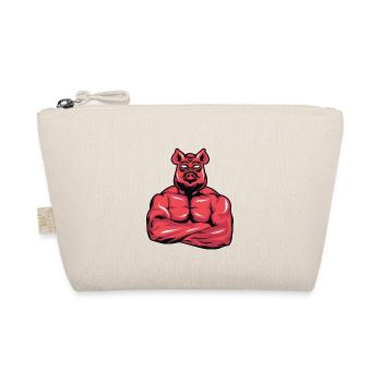 Bodybuilder Schwein Muskeln Fitness Geschenk - Bio-Täschchen - Natur - Vorne