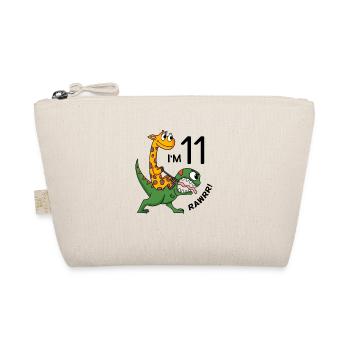 11 birthday boy - 11 years Dino Giraffe - Organic Pouch - nature - Front