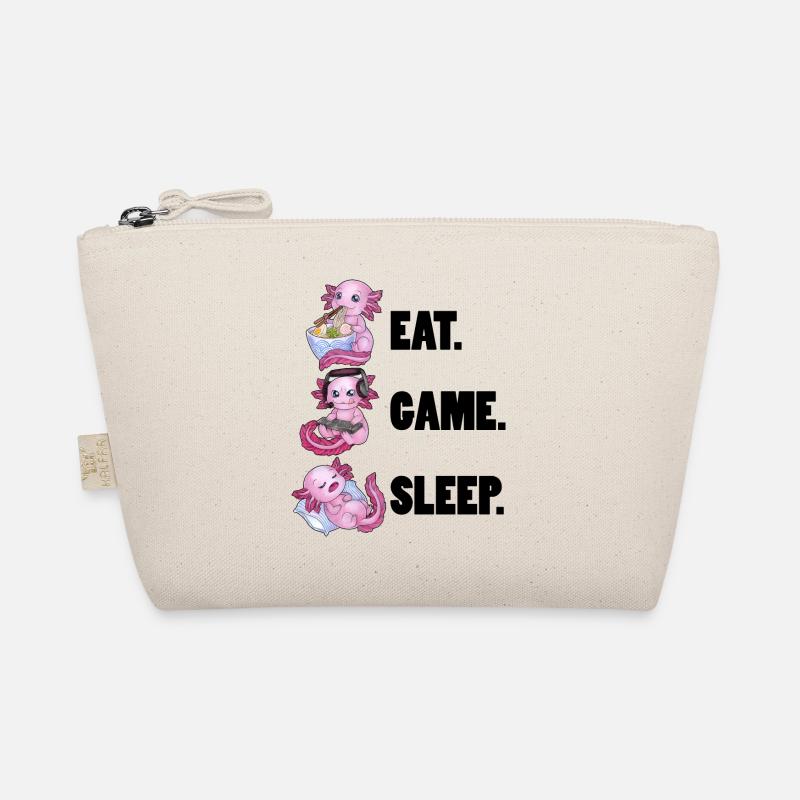 Eat Game Sleep - Cute Axolotl tolle Geschenkidee - Bio-Täschchen - Natur