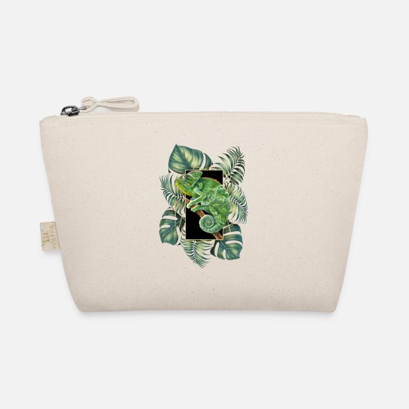 Veiled Chameleon Jungle Pattern Tropical Chameleon Organic Pouch