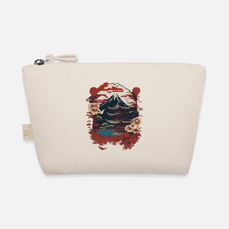 Japanese Temples Mountain Landscape Vintage Organic Pouch