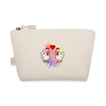 Chicken Comic Couple Love - Organic Pouch - nature - Front