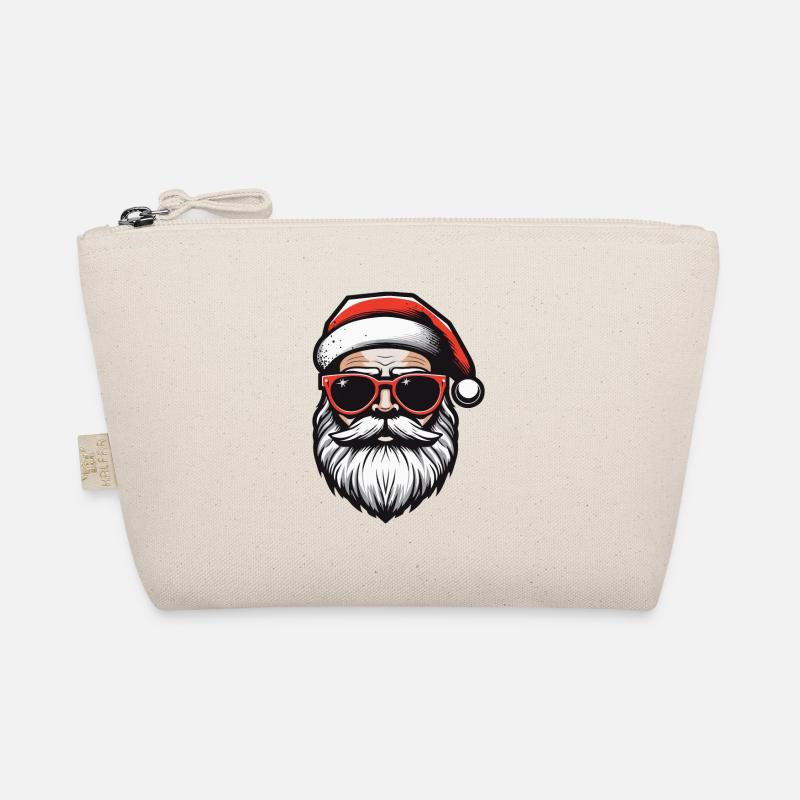 Weihnachtsmann Porträt Cool Santa Kopf - Bio-Täschchen - Natur