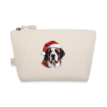 Portrait de Noël tête de chien Saint Bernand - Trousse biologique - nature - Devant