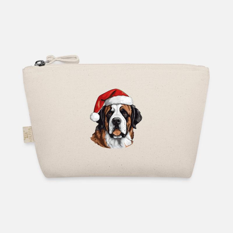 Portrait de Noël tête de chien Saint Bernand Trousse biologique