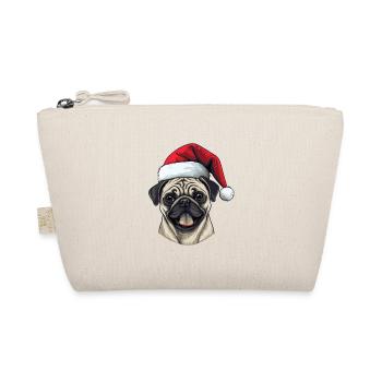Pug Hund Mops Kopf Weihnachten Portät - Bio-Täschchen - Natur - Vorne