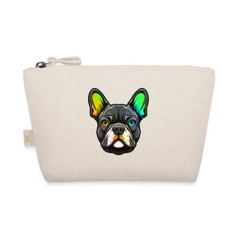Französische Bulldogge Hund Kopf Bunt - Bio-Täschchen - Natur - Vorne