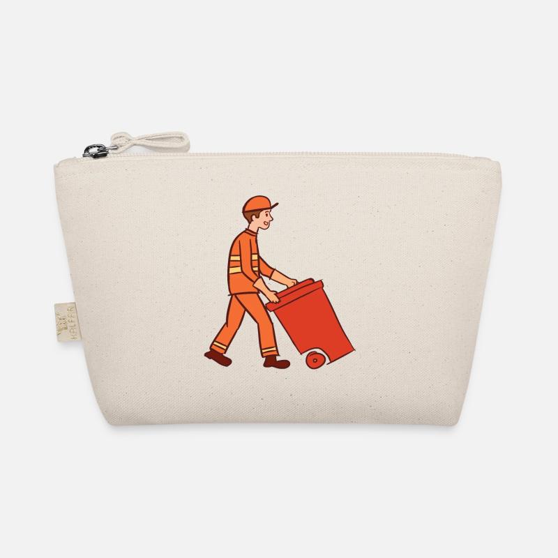 Garbage man & garbage can. Street cleaner. Garbage collection. Organic Pouch