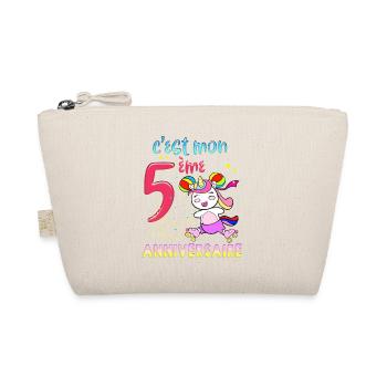 Birthday Little Girl 5 Year Old Unicorn Stars - Organic Pouch - nature - Front