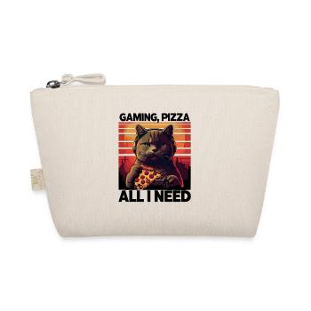 Funny Cats Gaming Pizza Gamer Gamer Gaming - Organic Pouch - nature - Front