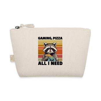 Funny Raccoon Gaming Pizza Gamer Gamer Gaming - Organic Pouch - nature - Front