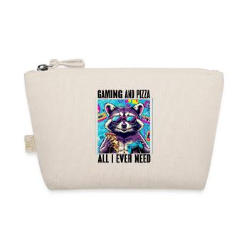 Funny Raccoon Gaming Pizza Gamer Gamer Gaming - Organic Pouch - nature - Front