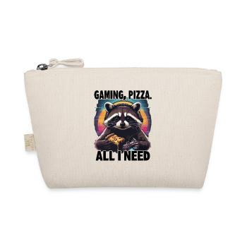 Funny Raccoon Gaming Pizza Gamer Gamer Gaming - Organic Pouch - nature - Front
