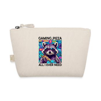 Funny Raccoon Gaming Pizza Gamer Gamer Gaming - Organic Pouch - nature - Front